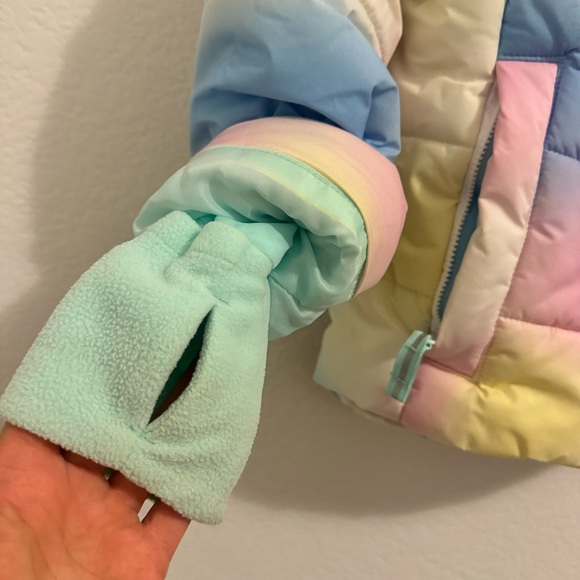 All In Motion Puffer Rainbow Pastel Multi-Colored Jacket w/Hood. Size XS… - Picture 4 of 16